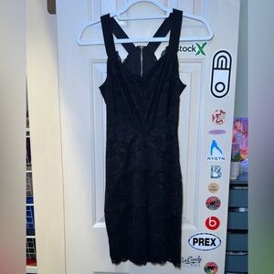 Guess Black Floral Lace Mini Dress